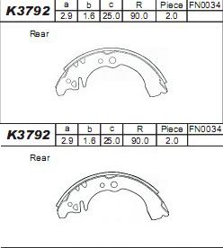 Asimco K3792 - Kit ganasce freno autozon.pro