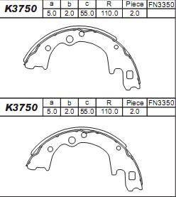 Asimco K3750 - Kit ganasce freno autozon.pro