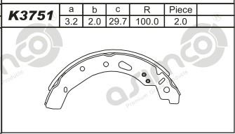 Asimco K3751 - Kit ganasce freno autozon.pro