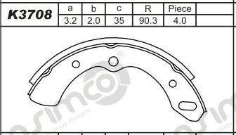 Asimco K3708 - Kit ganasce freno autozon.pro