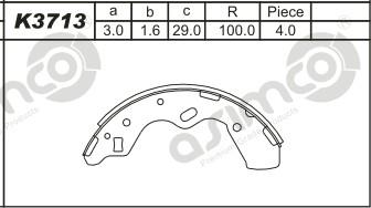 Asimco K3713 - Kit ganasce freno autozon.pro