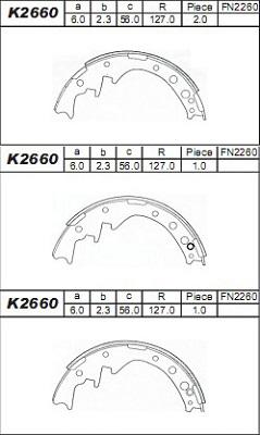 Asimco K2660 - Kit ganasce freno autozon.pro