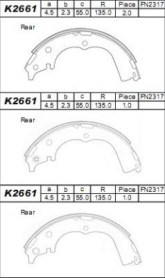 Asimco K2661 - Kit ganasce freno autozon.pro