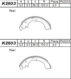 Asimco K2603 - Kit ganasce freno autozon.pro