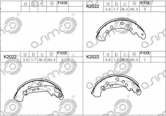 Asimco K2022 - Kit ganasce freno autozon.pro