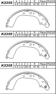 Asimco K2305 - Kit ganasce freno autozon.pro