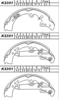 Asimco K2301 - Kit ganasce freno autozon.pro