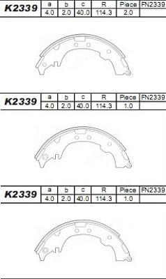 Asimco K2339 - Kit ganasce freno autozon.pro