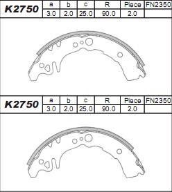 Asimco K2750 - Kit ganasce freno autozon.pro