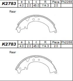 Asimco K2783 - Kit ganasce freno autozon.pro