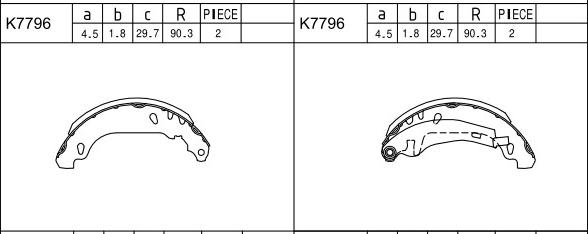 Asimco K7796 - Kit ganasce freno autozon.pro