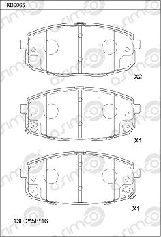 Asimco KD9065 - Kit pastiglie freno, Freno a disco autozon.pro