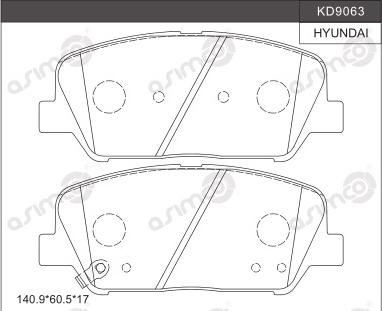 Asimco KD9063 - Kit pastiglie freno, Freno a disco autozon.pro