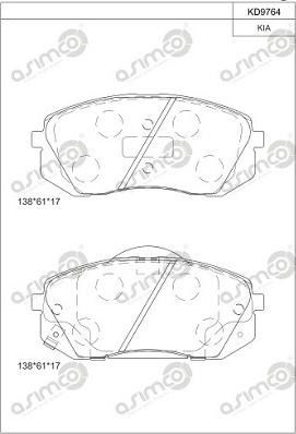 Asimco KD9764 - Kit pastiglie freno, Freno a disco autozon.pro