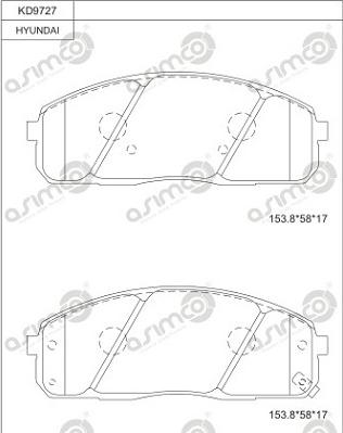 Asimco KD9727 - Kit pastiglie freno, Freno a disco autozon.pro