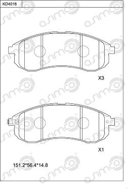 Asimco KD4018 - Kit pastiglie freno, Freno a disco autozon.pro