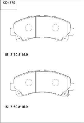 Asimco KD4739 - Kit pastiglie freno, Freno a disco autozon.pro