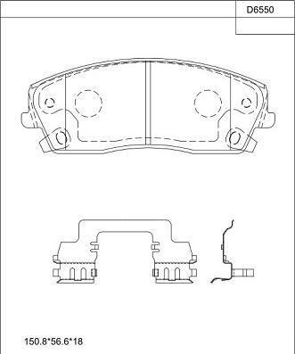 Asimco KD6550 - Kit pastiglie freno, Freno a disco autozon.pro