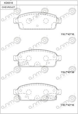 Asimco KD6518 - Kit pastiglie freno, Freno a disco autozon.pro