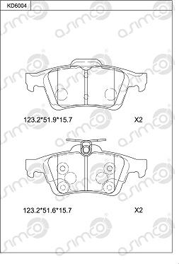 Asimco KD6004 - Kit pastiglie freno, Freno a disco autozon.pro