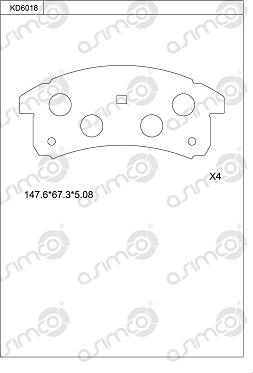 Asimco KD6018 - Kit pastiglie freno, Freno a disco autozon.pro