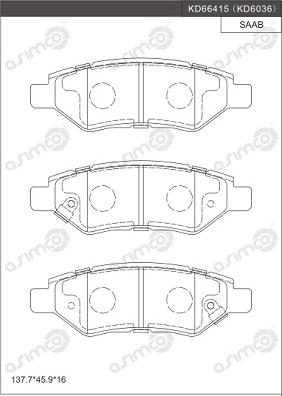 Asimco KD6036 - Kit pastiglie freno, Freno a disco autozon.pro