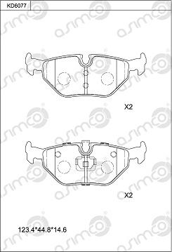 Asimco KD6077 - Kit pastiglie freno, Freno a disco autozon.pro