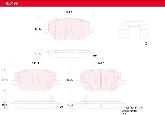 Asimco KD6199 - Kit pastiglie freno, Freno a disco autozon.pro