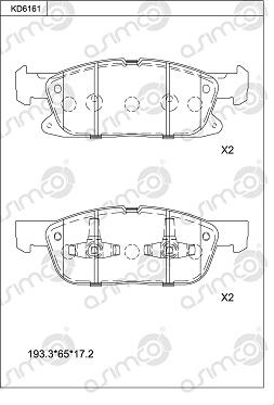 Asimco KD6161 - Kit pastiglie freno, Freno a disco autozon.pro