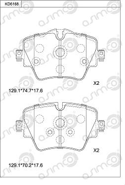 Asimco KD6168 - Kit pastiglie freno, Freno a disco autozon.pro