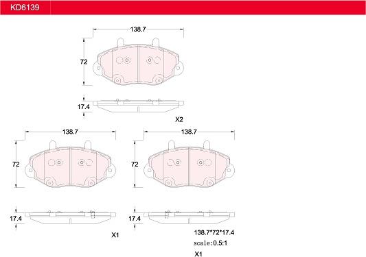 Asimco KD6139 - Kit pastiglie freno, Freno a disco autozon.pro