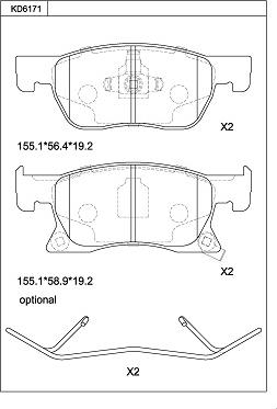 Asimco KD6171 - Kit pastiglie freno, Freno a disco autozon.pro