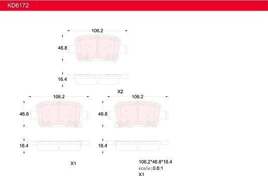 Asimco KD6172 - Kit pastiglie freno, Freno a disco autozon.pro