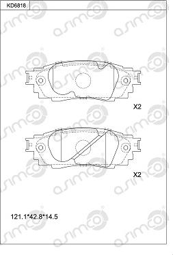 Asimco KD6818 - Kit pastiglie freno, Freno a disco autozon.pro