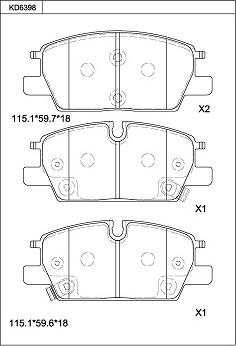 Asimco KD6398 - Kit pastiglie freno, Freno a disco autozon.pro