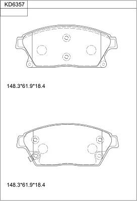 Asimco KD6357 - Kit pastiglie freno, Freno a disco autozon.pro