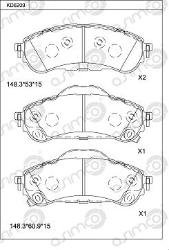 Asimco KD6209 - Kit pastiglie freno, Freno a disco autozon.pro