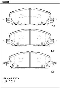 Asimco KD6238 - Kit pastiglie freno, Freno a disco autozon.pro