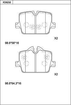 Asimco KD6232 - Kit pastiglie freno, Freno a disco autozon.pro