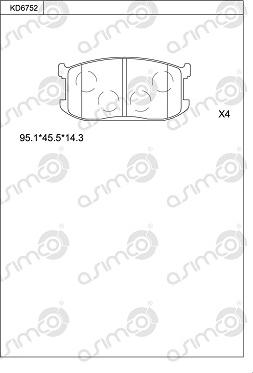 Asimco KD6752 - Kit pastiglie freno, Freno a disco autozon.pro