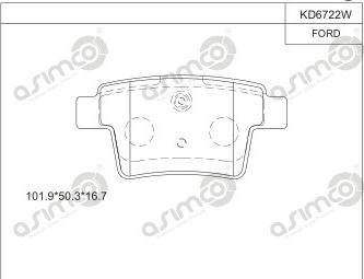 Asimco KD6722W - Kit pastiglie freno, Freno a disco autozon.pro