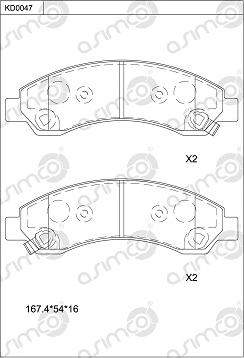 Asimco KD0047 - Kit pastiglie freno, Freno a disco autozon.pro