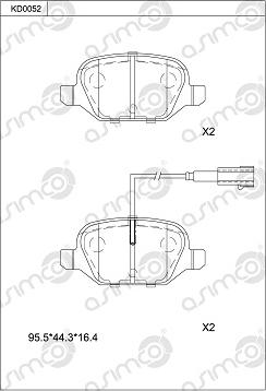 Asimco KD0052 - Kit pastiglie freno, Freno a disco autozon.pro