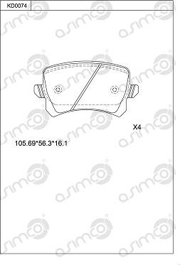 Asimco KD0074 - Kit pastiglie freno, Freno a disco autozon.pro