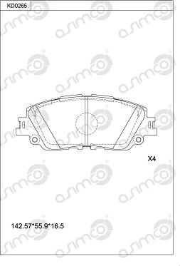 Asimco KD0265 - Kit pastiglie freno, Freno a disco autozon.pro