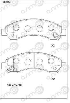 Asimco KD0204 - Kit pastiglie freno, Freno a disco autozon.pro