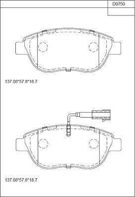 Asimco KD0750 - Kit pastiglie freno, Freno a disco autozon.pro