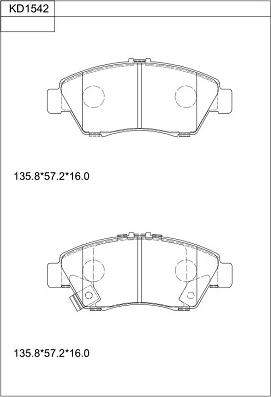 Asimco KD1542 - Kit pastiglie freno, Freno a disco autozon.pro