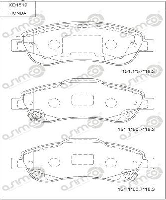 Asimco KD1519 - Kit pastiglie freno, Freno a disco autozon.pro