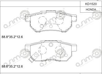 Asimco KD1520 - Kit pastiglie freno, Freno a disco autozon.pro